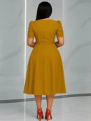 Vestido Moda Evangélica Com Modelagem Cintura - Midi