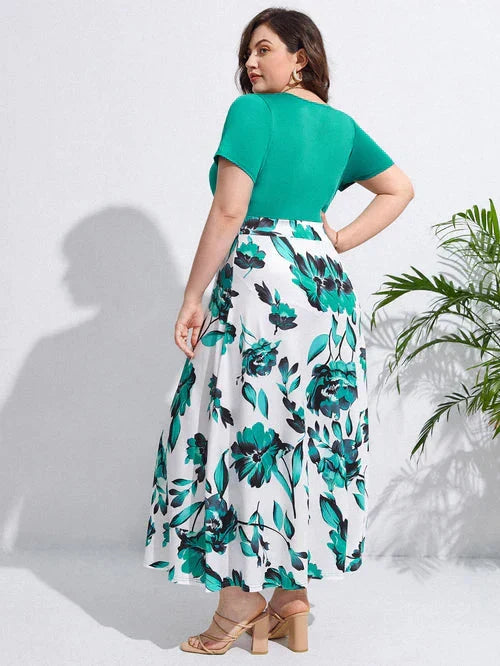 Vestido Estampa Floral e Cintura Marcada Plus Size - Annabelle lojasoeconomia 