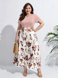 Vestido Estampa Floral e Cintura Marcada Plus Size - Annabelle lojasoeconomia Rosa G 