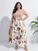 Vestido Estampa Floral e Cintura Marcada Plus Size - Annabelle lojasoeconomia Rosa G 