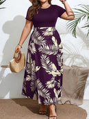 Vestido Estampa Floral e Cintura Marcada Plus Size - Annabelle lojasoeconomia Roxo G 