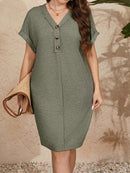 Vestido Falsos Botões Plus Size - Pauline lojasoeconomia Verde G 