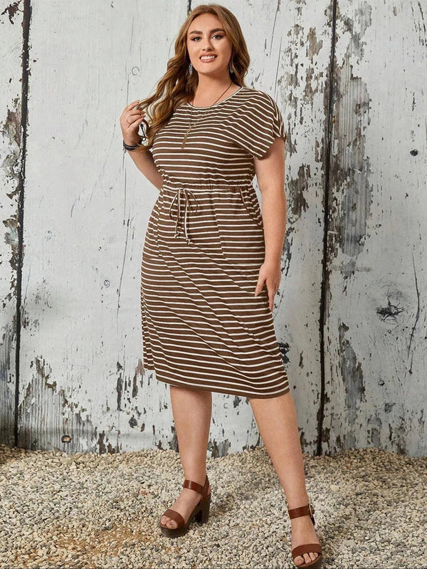 Vestido Plus Size Listrado - Adele lojasoeconomia 