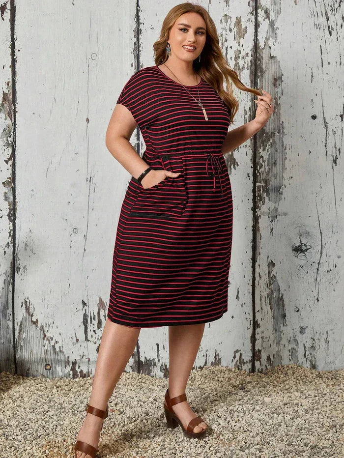 Vestido Plus Size Listrado - Adele lojasoeconomia 